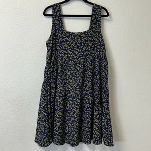 Moon River Women's Sleeveless Mini Dress Tiered Floral Navy Blue Size XS
